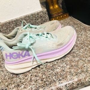 Hoka Women's Athletic Shoes - Mint and Purple